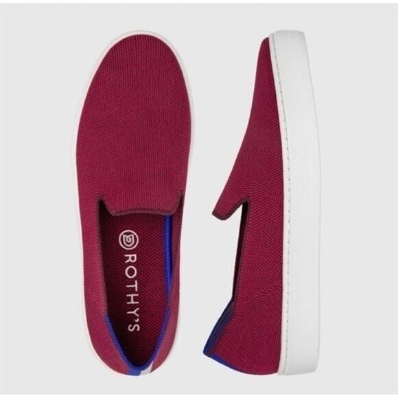 Rothy's The Original Slip On Sneakers Knitted In Red Garnet Retired Size 7.5 - Picture 1 of 12